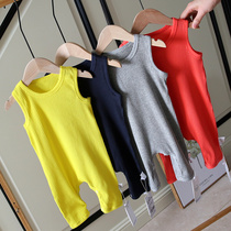 Baby cotton threaded vest for men and women baby ha clothes Climbing children summer dress jumpsuit 778