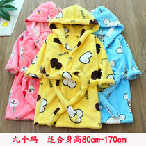 Childrens bathrobe cartoon flannel childrens home clothes gown boys and girls autumn and winter pajamas coral velvet bathrobe