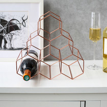 Nordic light luxury simple electroplated gold wine rack Creative honeycomb wine rack Home restaurant wine cabinet practical ornaments
