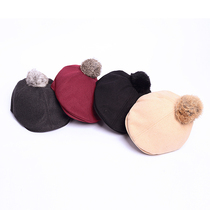 Le Wenxi childrens accessories Spring and Autumn new boys and girls peaked caps hairball multi-color caps thick sheep Nies hat teenagers 7