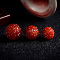 Poya Li red agate round beads carving antique pattern beads top beads waist beads scattered beads Bodhi accessories diy