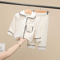 Childrens flannel pajamas set warm autumn and winter boys plus velvet home clothes girls baby thick coral velvet