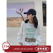 4 pieces of 6-fold fruit planet loose cotton letter printed pullover sweater 4 color 3749