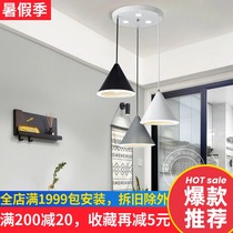 Color Macaron chandelier Designer simple restaurant chandelier Three personality creative Nordic chandelier Dinner table lamps