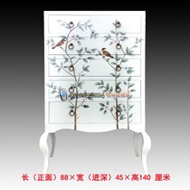 Yangzhou lacquerware factory direct sales neoclassical furniture white painted flowers and birds European style five pumping high foot foothold entrance hall five bucket cabinet