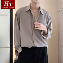 Harbor shirt male long sleeve spring and autumn tide high-end sense top coat leisurely loose white shirt inch shirt