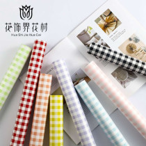 Summer check series chic flowers Plaid flowers waterproof bouquet wrapping paper flower paper material rose flower art