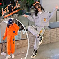 Girls suit spring and autumn 2022 new sweater net red gas children spring dress casual two pieces of childhood fashion