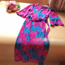 100% mulberry silk ladies dress with dress double crepe good material contrast color matching color lotus leaf lace