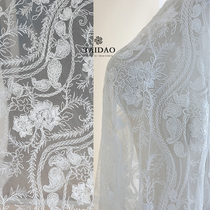 Taiwan Island embroidered car strand lace fabric new dress clothing fabric M27 ivory white mesh lace