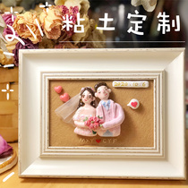 Handmade customized clay photo frame dolls to commemorate best friends couple wedding family portraits festivals birthdays Christmas gifts