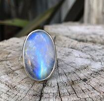 Indian Handmade 925 Silver Moonlight Stone Ring Lovers Stone