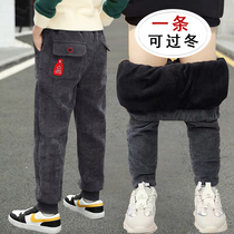 Boys plus velvet pants 2020 new autumn winter clothes childrens trousers corduroy padded Tide pants