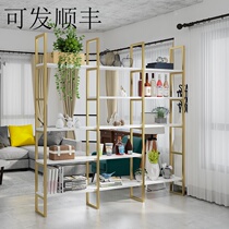 Rattan iron craft Nordic ins Wind iron art rack bookshelf partition living room floor Net Red Nail Shop Cosmetics Cosmetics