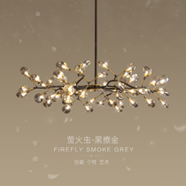 Light luxury full copper chandelier living room lamp creative personality art Firefly glass Nordic lamp bedroom lamp dining room lamp