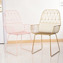 Nordic hollow wire chair wrought iron creative dining chair personality simple leisure coffee chair designer chair gold
