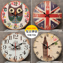 European retro clock wall clock British style creative fashion household living room shop background wall decoration clock quartz