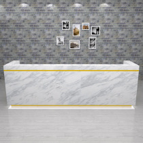 Brief White High-end Baking Varnish Foreground Marble Front Office Reception Desk Consulting Desk Welcome Bentdesk Corner Foreground Customisation