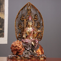 The Buddha statue of Shakyamuni Buddha pure copper cut Jinhuayan three holy statues enshrined ornaments