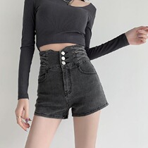 Ultra-high-waist black denim shorts women 2022 Summer new loose design sensation small crowdpants wins