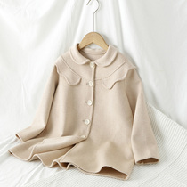 2020 new girls  double-sided cashmere coat childrens clothing quilt coat girls cute lace coat Korean foreign style