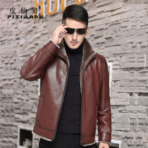 Haining fur one-piece mens leather real fur coat short lamb hair goatskin jacket thick fur jacket winter