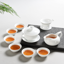 Gift box logo customized DeHua pure white porcelain tea set set home simple Cup kung fu ceramic tea bowl