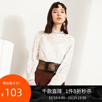 Lily2020 spring dress new fairy temperament base white lace shirt women long sleeve princess style shirt top shirt