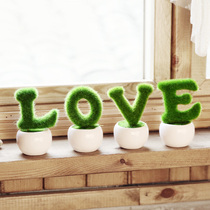 Fan makeup simulation flowers and plants potted love green plant bonsai cafe living room desktop decoration ornaments