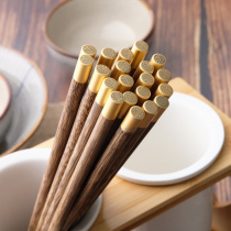 Add a bit of high-grade solid wood chopsticks creative lucky word wax-free non-slip chicken wing wooden chopsticks 10 pairs gift box set