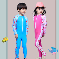 Kids Hot Spring Swimsuit Girls Long Sleeve One-piece Sunscreen Training Swimsuit Middle-aged Kids Students Girls Vacation Swimsuit