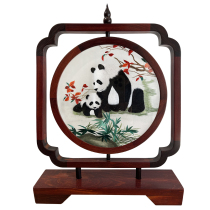 Boutique Suzhou Embroidery Double-sided Embroidery Manual Embroidery Table Screen Panda Home Decoration Painting Gift