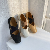 Giant comfortable 2021 summer square head fairy wind ballet shoes wear vintage strap Mary Jane shoes flat shoes