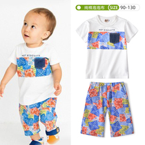 New MK male and female short sleeve shorts suit baby pure cotton Bubble Bubble with half sleeves and half pants day Department Holiday Wind Scout