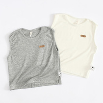 Baby cotton vest summer solid color T-shirt baby boy girl bottomless top thin stretch stretch sweat 3