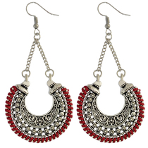 European and American new fashion National style retro palace hollow Crescent earrings female Bohemia earrings ear jewelry