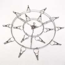 Stainless steel multifunctional clothes drying tray Sun hanger socks artifact household clip cool clothes clip socks round