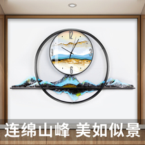 New Chinese living room wall clock clock silent large Chinese wind rockery Iron Net red art home wall clock