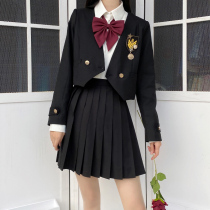Summer short suit collarless jk uniform suit One button small suit College style jacket School for a full set of class clothes