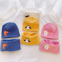 Baby hat autumn and winter baby collar suit cute super cute one-year-old birthday boy female windproof neck sleeve thickened