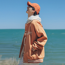 American Tide Brand Fake Two Jacket Mens Autumn Loose Casual Couple on clothes Joker Baseball Jacket