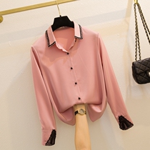 South Korea Lace Splicing Foreign Air Shirt Woman Long Sleeve 2020 Spring Dress New Korean Version Fashion Professional Dress Undershirt Tide