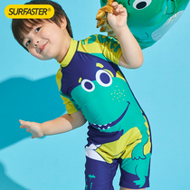 Childrens baby sunscreen one-piece swimsuit boy childrens flat corner hot spring swimming trunks swimsuit cute cartoon dinosaur