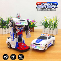 Childrens Toy Police Car Electric Universal Police Car 110 Automatic Deformation Light Music Boy Simulation Model Small