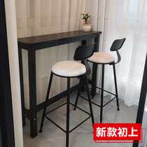 Wall bar table Household living room high-legged table Simple bar table Milk tea shop table and chair combination Long table Narrow table