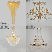 European Crystal Lights Wedding Hall Iron Plated Retro Copper Chandra Duplex Building Wedding Hall Decoration Living Room Chandra