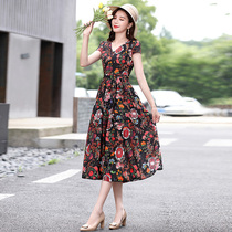 Snowspun Crushed Flowers Dress Woman 2021 Summer New cover Belly Canopy Wide Ocean Qi Reduction and Slim Length dresses