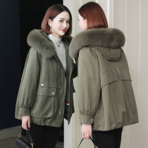 Zqqz Parker clothing female 2021 new rex rabbit fur liner fox fur collar small short fur coat 2180