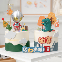 Childrens Birthday Cake Decoration Q Version Steel Flying Dragon Little Monster Dinosaur Ornament Superman Hero Toy Dress Up
