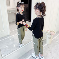 Girls base shirt spring and autumn top 2021 new Korean version of the big child long-sleeved t-shirt childrens fashion t-shirt